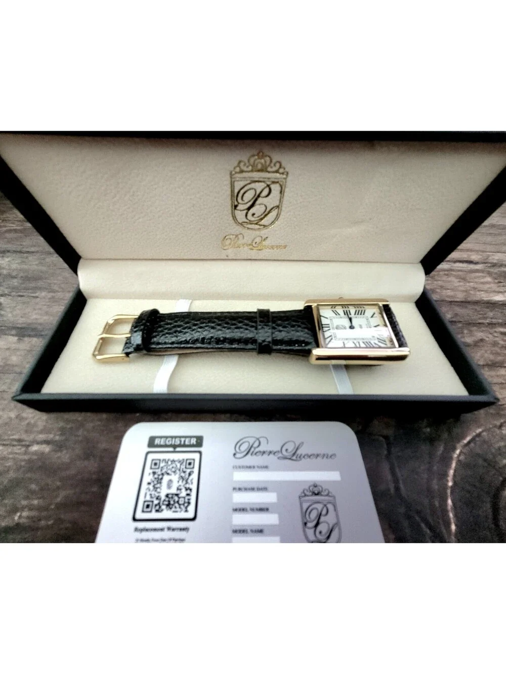 Swiss Design Mens Watch Pierre Lucerne Gold Tank In Box